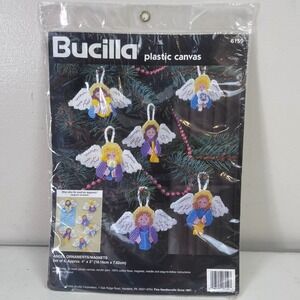 Bucilla Plastic Canvas Angel‎ Ornaments Magnets Kit Set of 6 Vintage 1995 Sealed